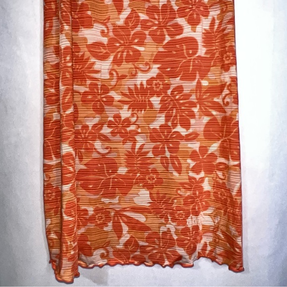 Soft Sensations Nightgown with lace in Size Large Orange and White Hawaiian - Picture 4 of 5